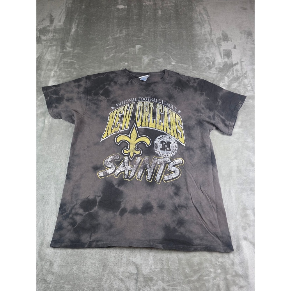 47 Brand T-Shirt Mens Large Gray Tie Dye New Orleans Saints NFL Vintage Tubular